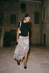 Lana Chiffon Midi Skirt - Abstract Zebra Print