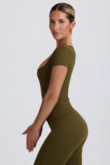 Super Sculpt Seamless T-Shirt in Dark Green