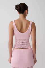 Atlantis Crochet Knit Top - Baby Pink
