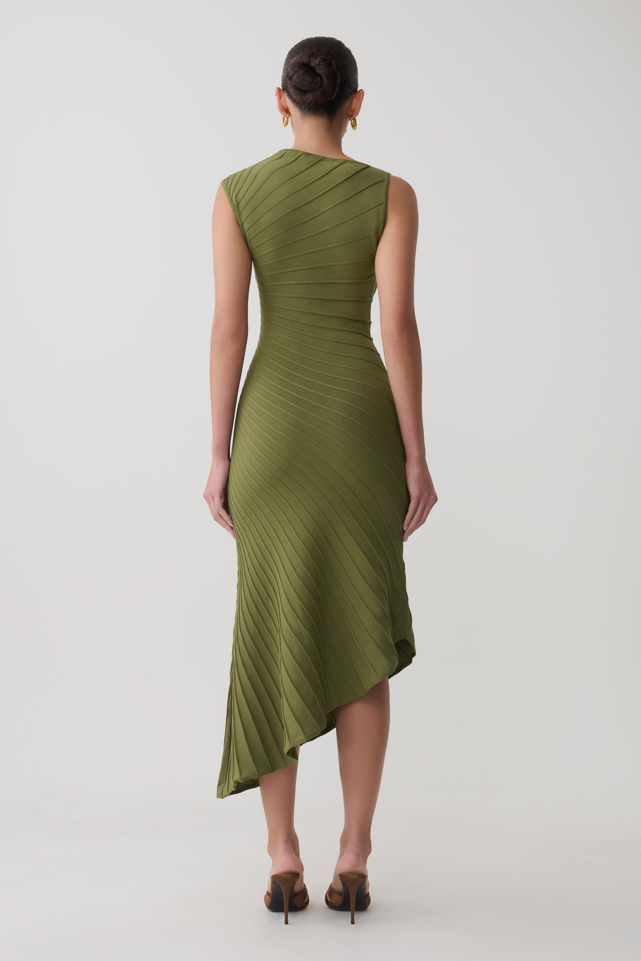 Milasandra Pleated Knit Dress - Olive