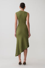 Milasandra Pleated Knit Dress - Olive