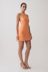 Maggie Cupro Halter Mini Dress - Orange