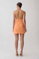 Maggie Cupro Halter Mini Dress - Orange
