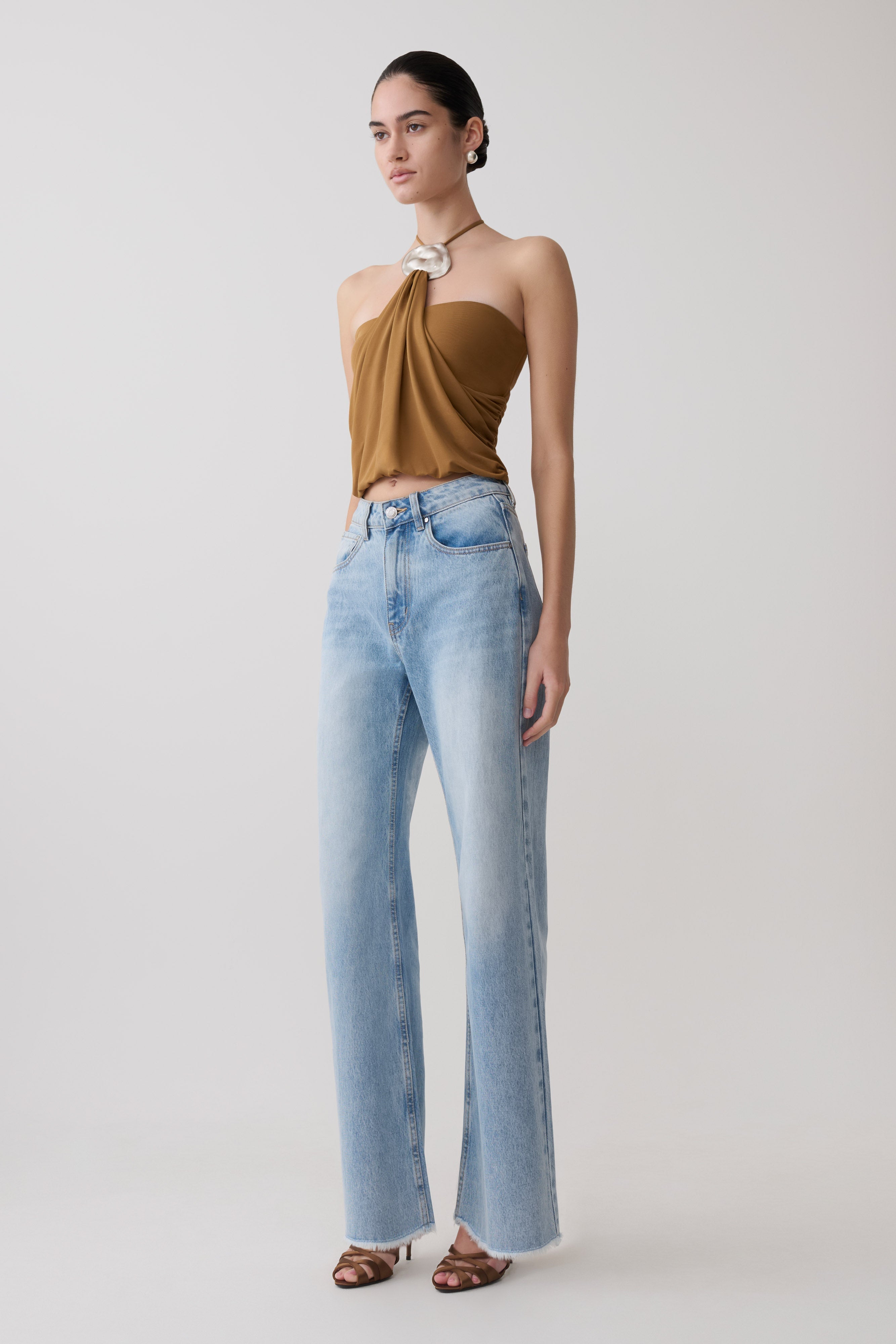Sade Halter Top With Hardware - Caramel