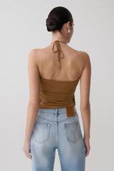 Sade Halter Top With Hardware - Caramel