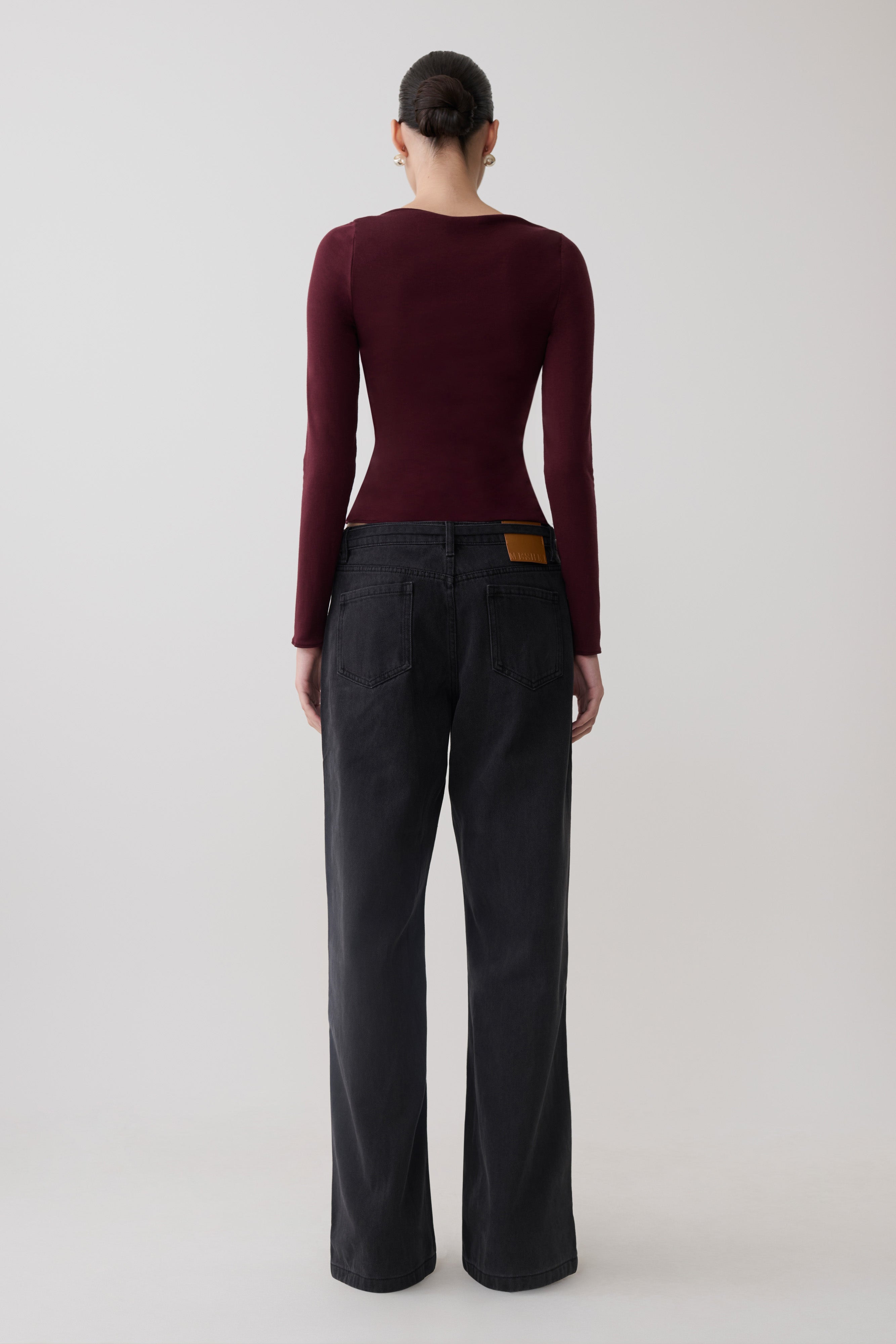 Coraline Long Sleeve Sheer Top - Burgundy