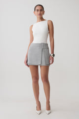Daisy Wrap Mini Skirt - Charcoal Marle