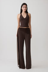 Aspyn Slinky Gathered Wide Leg Pants - Chocolate
