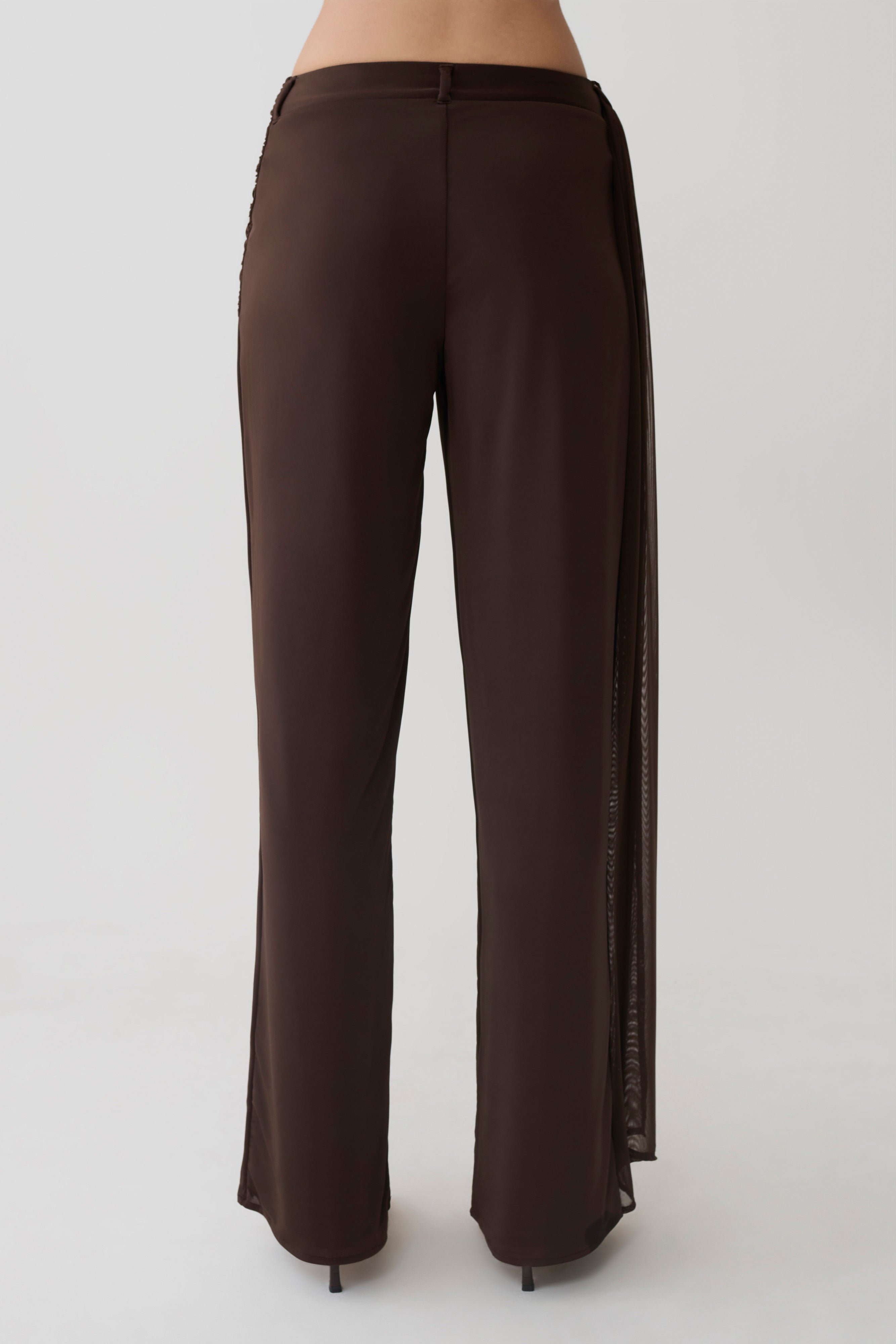 Aspyn Slinky Gathered Wide Leg Pants - Chocolate