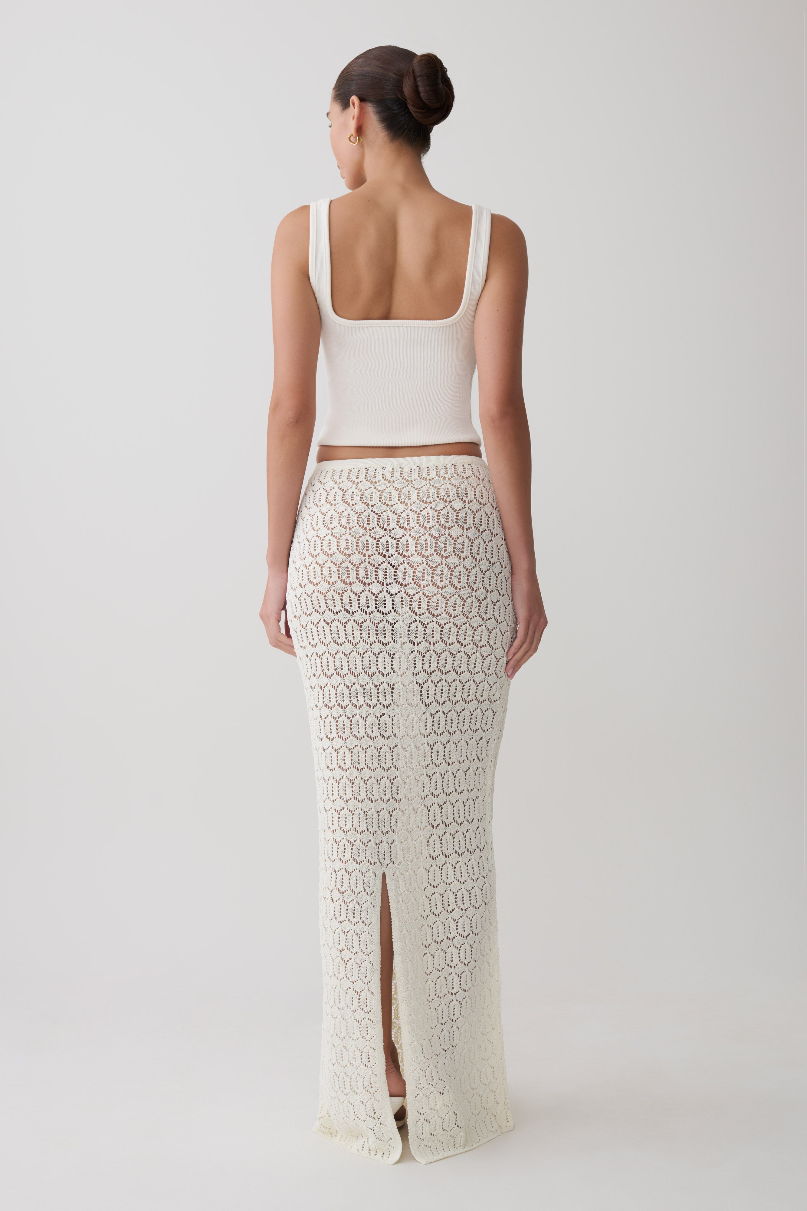Courtney Crochet Knit Maxi Skirt - Ivory