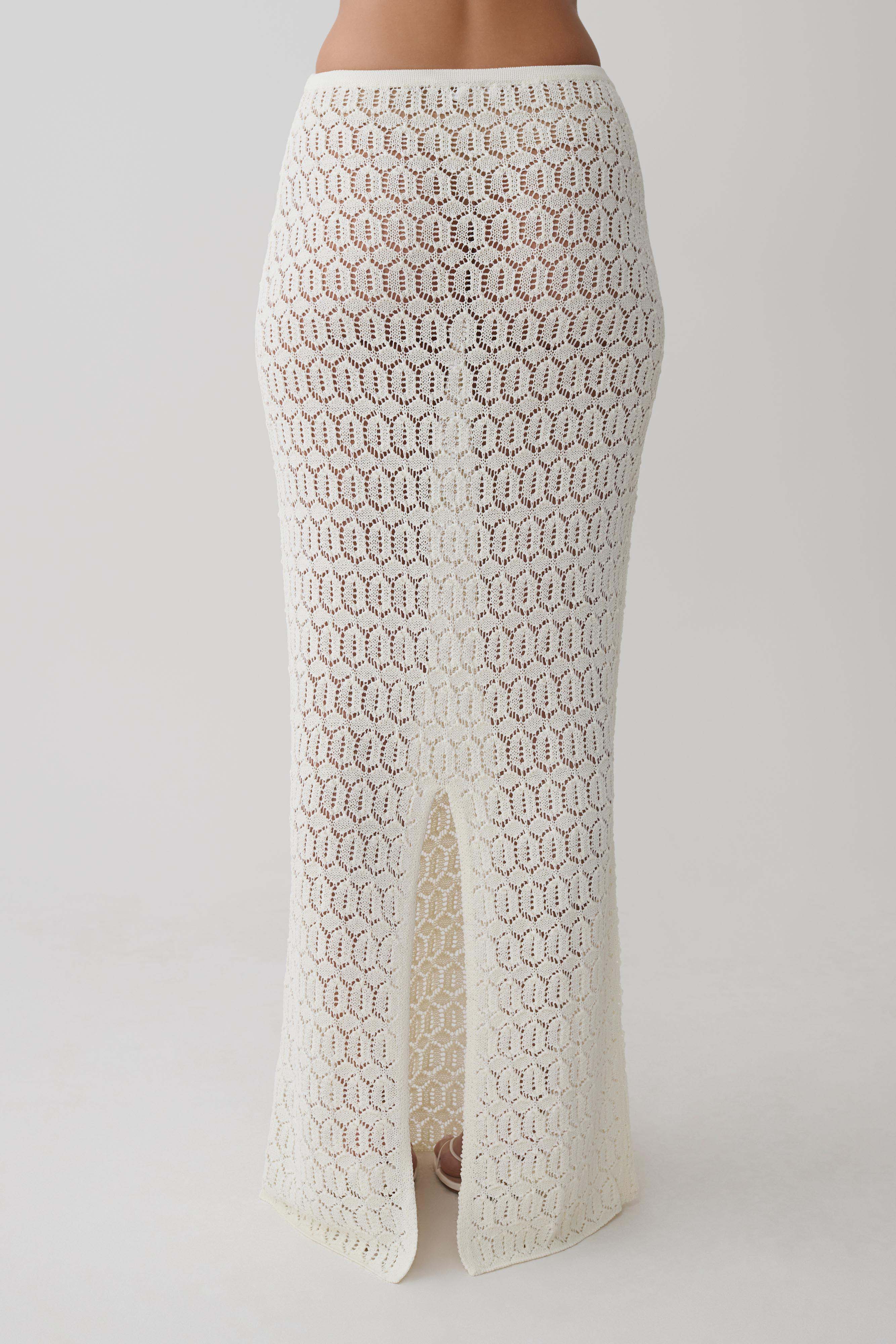 Courtney Crochet Knit Maxi Skirt - Ivory