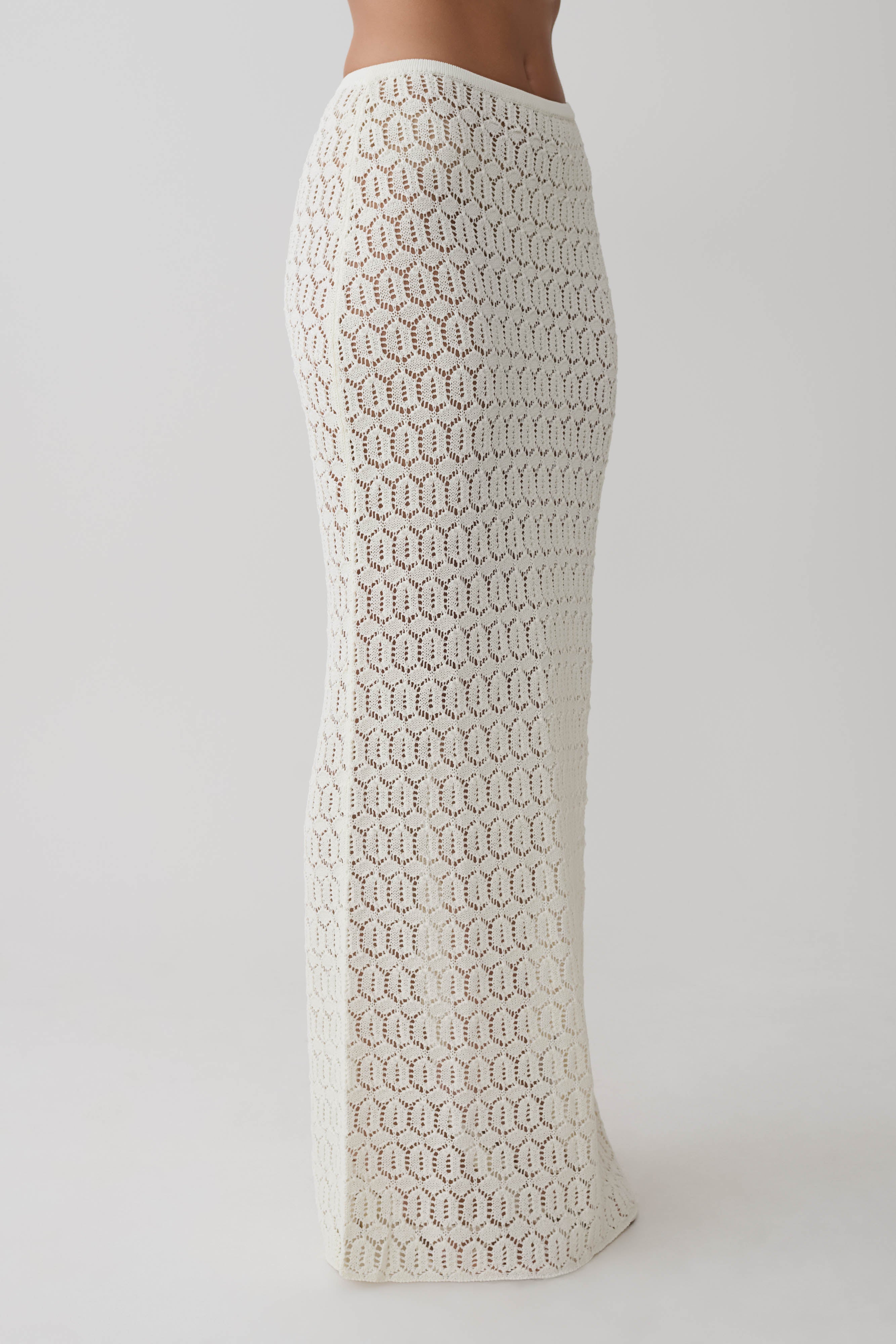 Courtney Crochet Knit Maxi Skirt - Ivory
