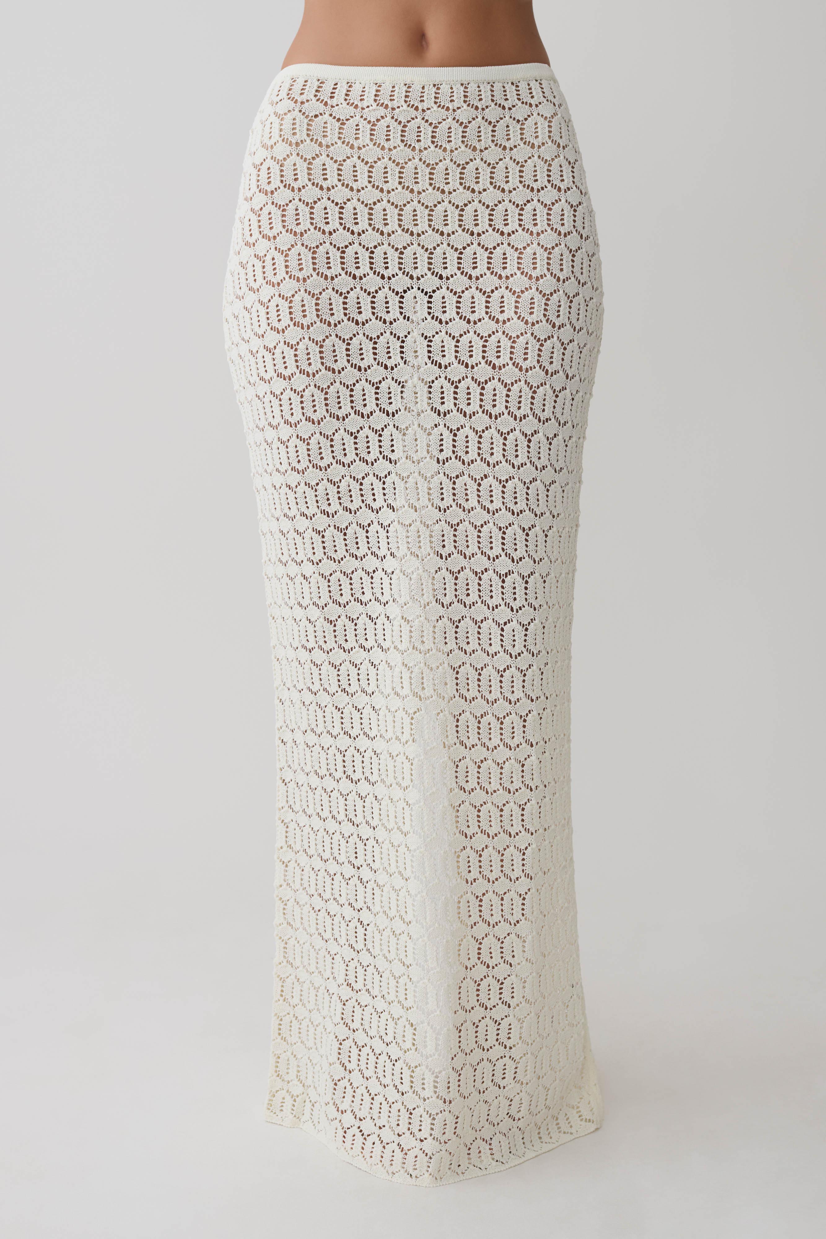 Courtney Crochet Knit Maxi Skirt - Ivory