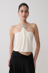 Sade Halter Top With Hardware - Ivory