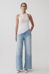 Clea Relaxed Sheer Halter Top - Ivory