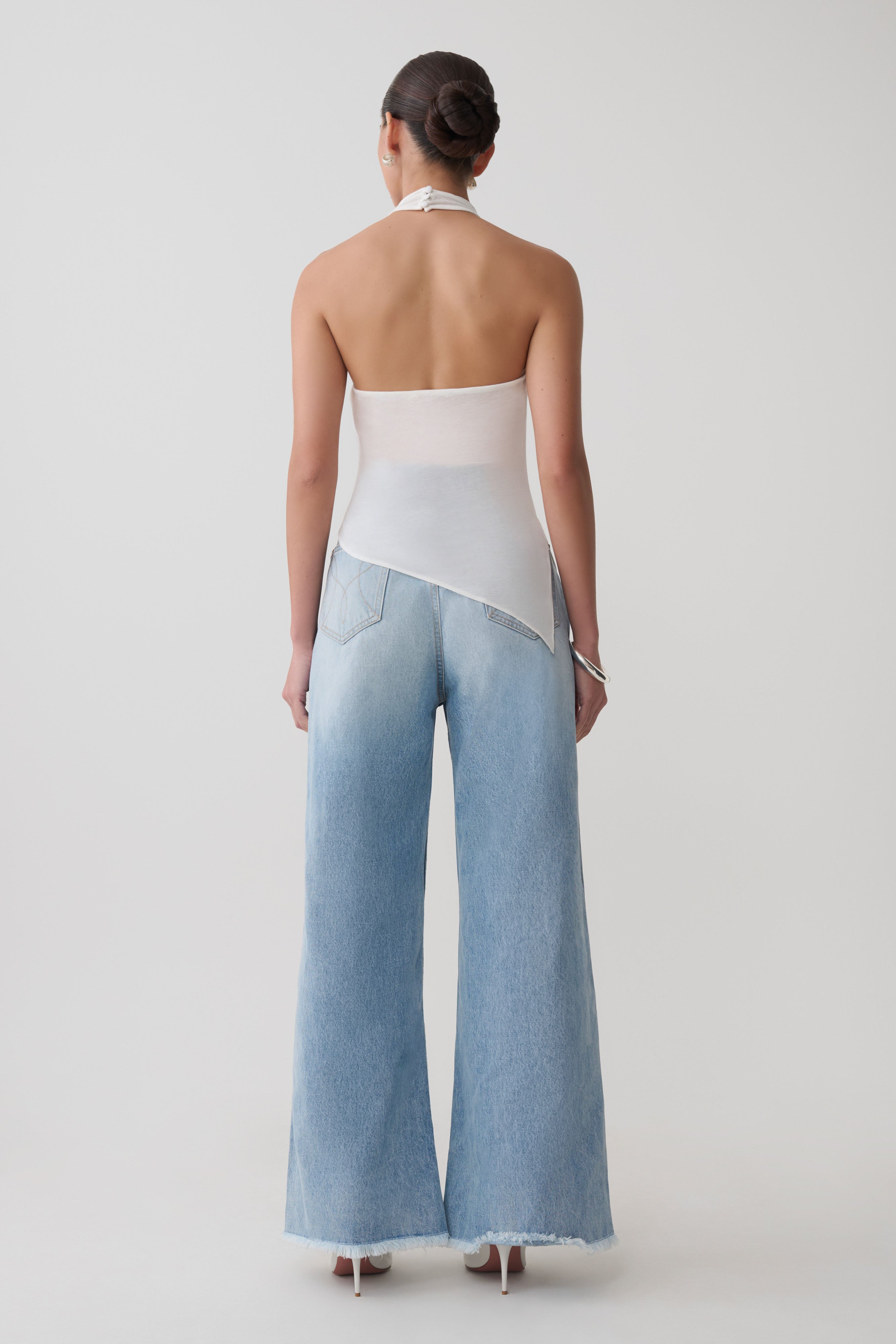 Clea Relaxed Sheer Halter Top - Ivory