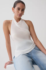 Clea Relaxed Sheer Halter Top - Ivory