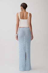 Courtney Crochet Knit Maxi Skirt - Pale Blue