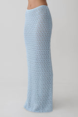 Courtney Crochet Knit Maxi Skirt - Pale Blue