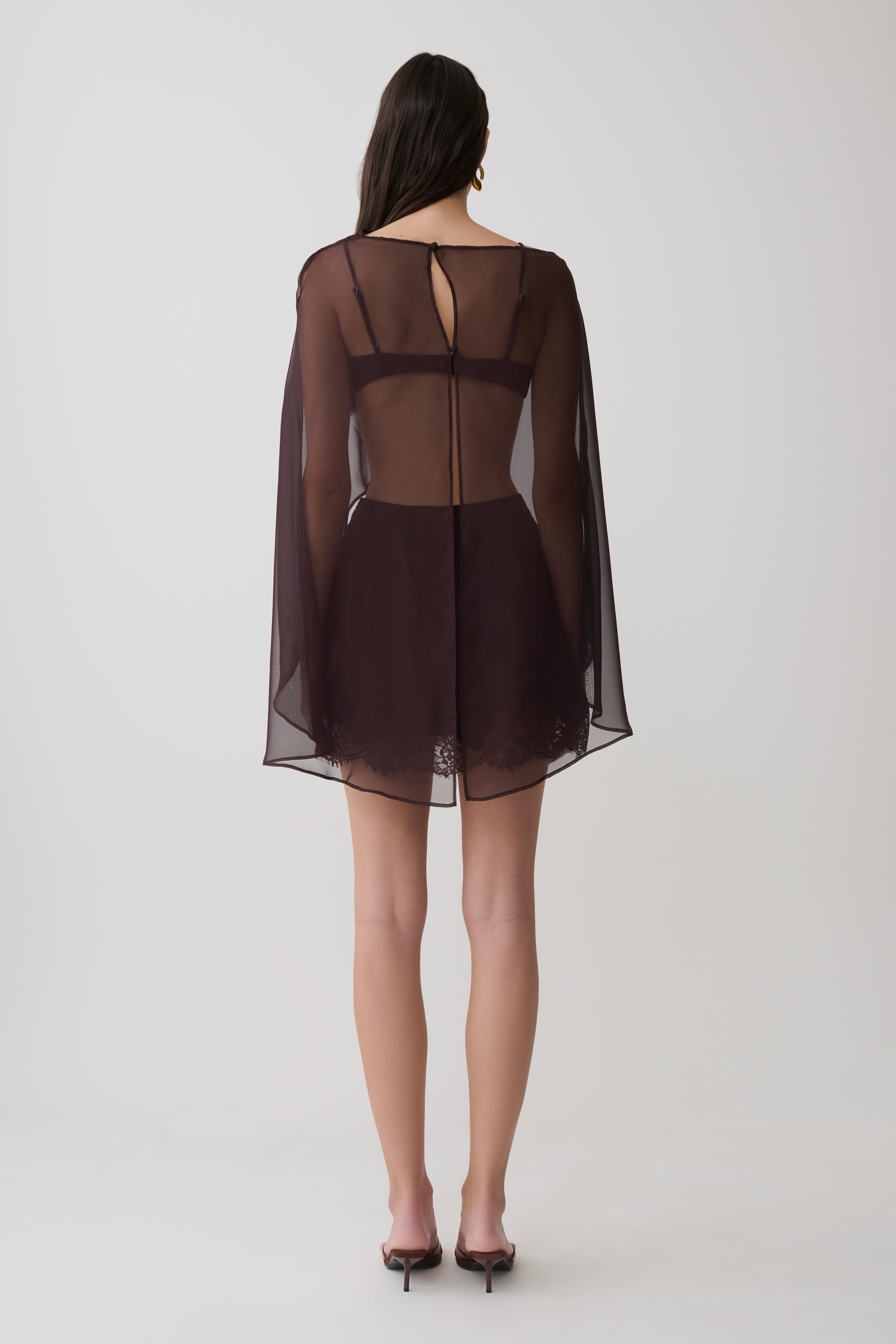 Nina Lace And Satin Mini Skirt - Chocolate