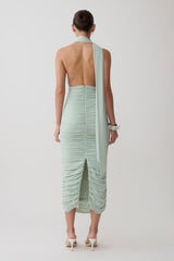 Giannie Draped Midi Dress - Aqua Grey
