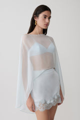 Kirstine Bralette With Chiffon Cape - Ice Blue