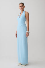 Valentina Chiffon Halter Maxi Dress - Pale Blue