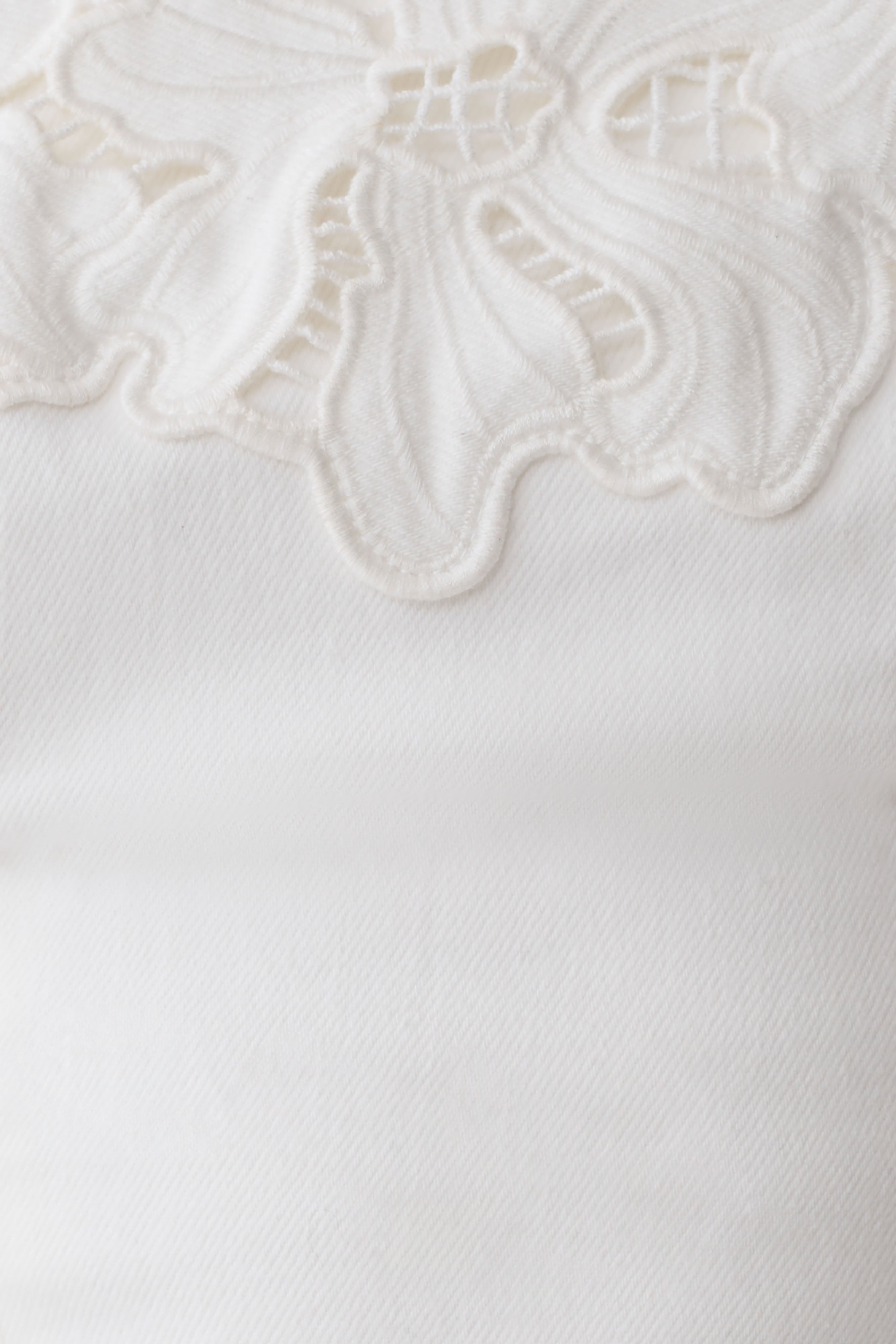 Tillie Flower Embroidery Strapless Denim Top - White