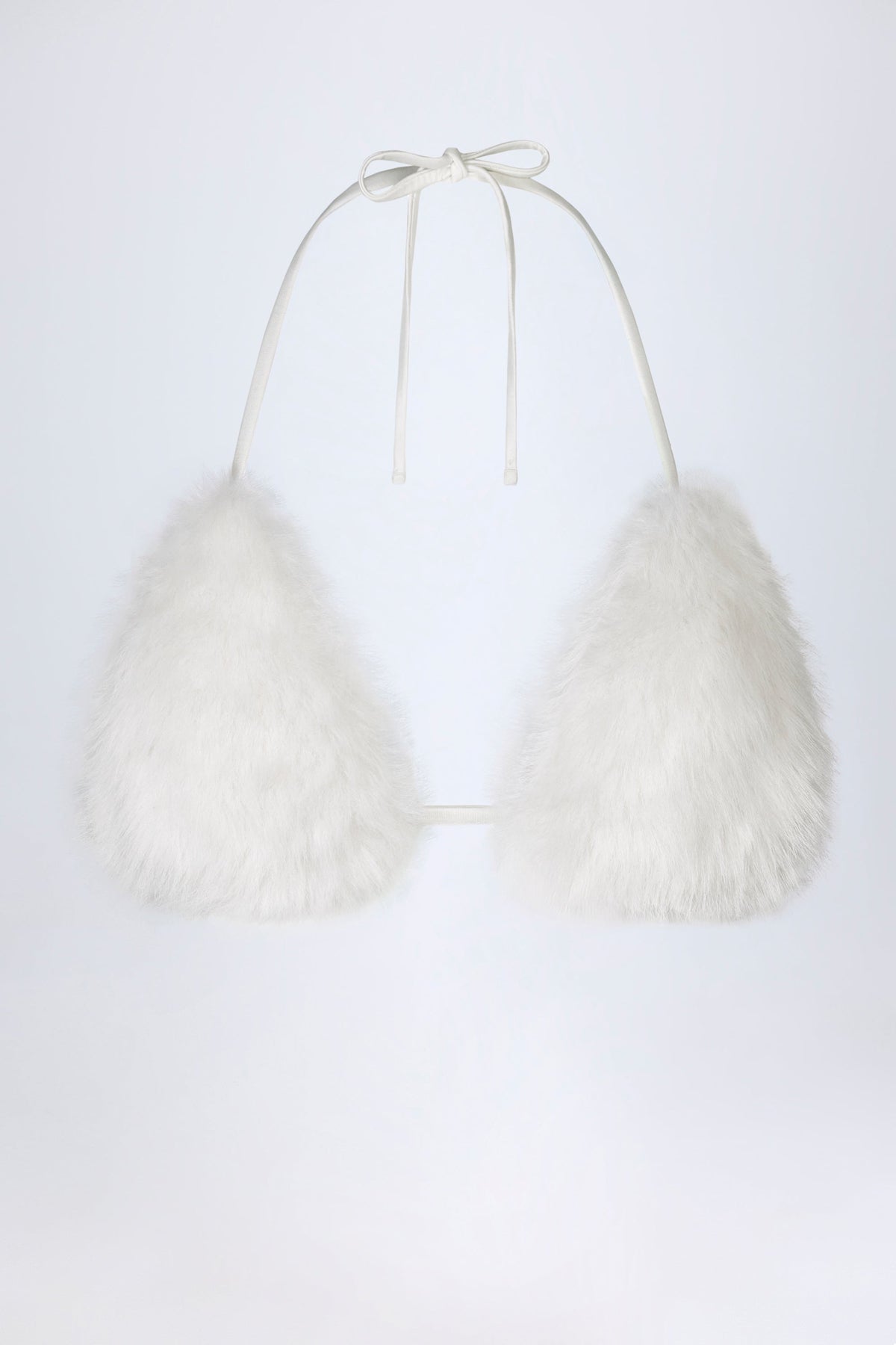 Faux Fur Triangle Bralette in White