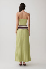 Solaris Strapless Contrast Knit Maxi Dress - Light Olive