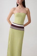 Solaris Strapless Contrast Knit Maxi Dress - Light Olive