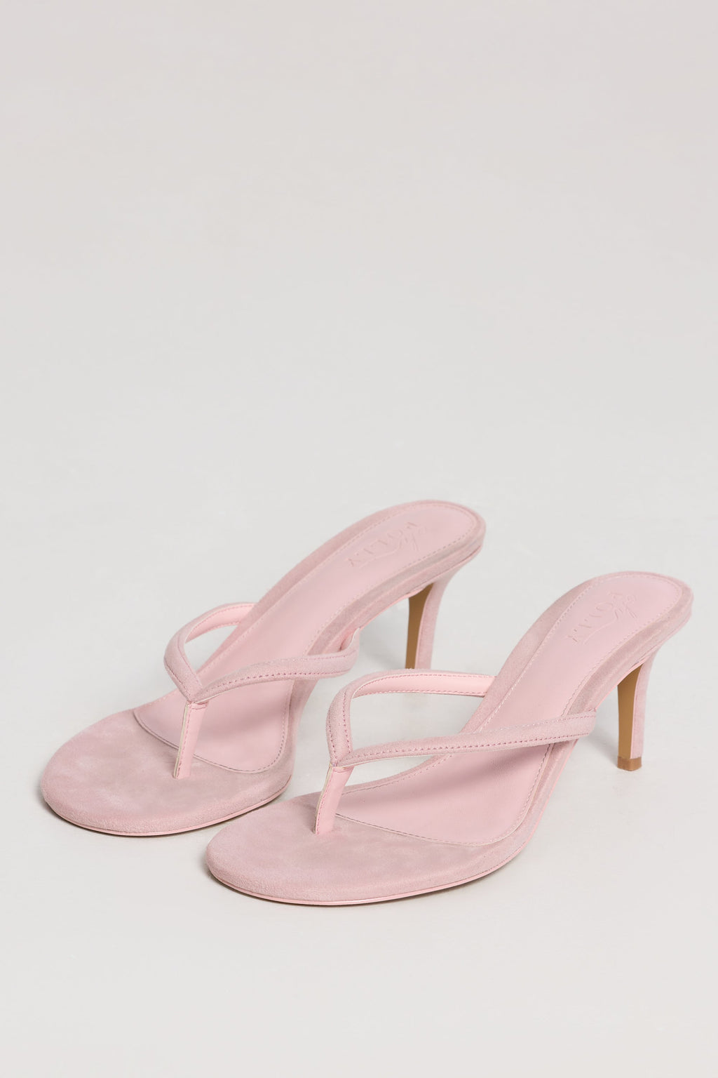 Heeled Thong Sandals in Pink