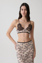 Kimberly Lace Sleeveless Crop Top - Nude Lace