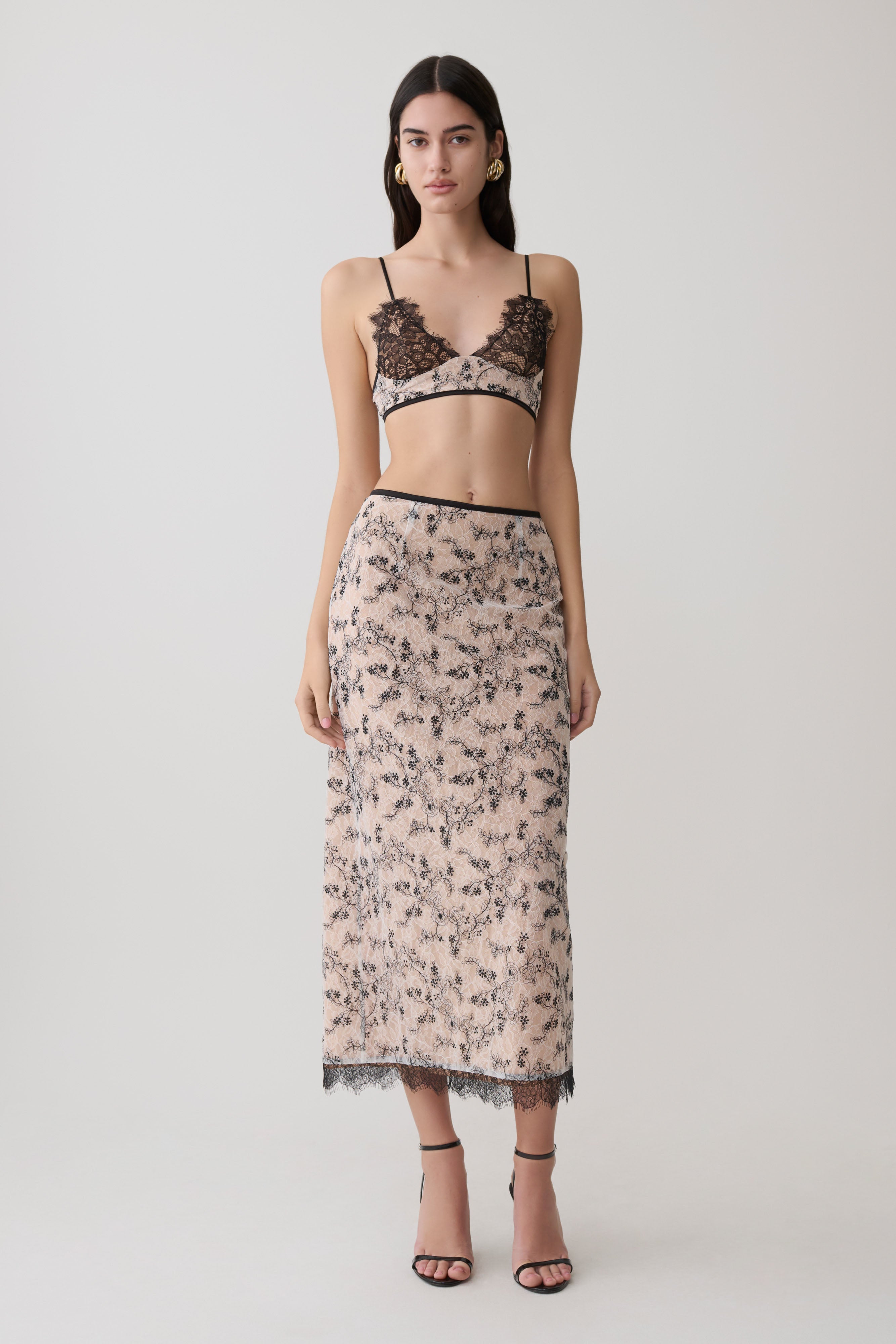 Kimberly Lace Sleeveless Crop Top - Nude Lace
