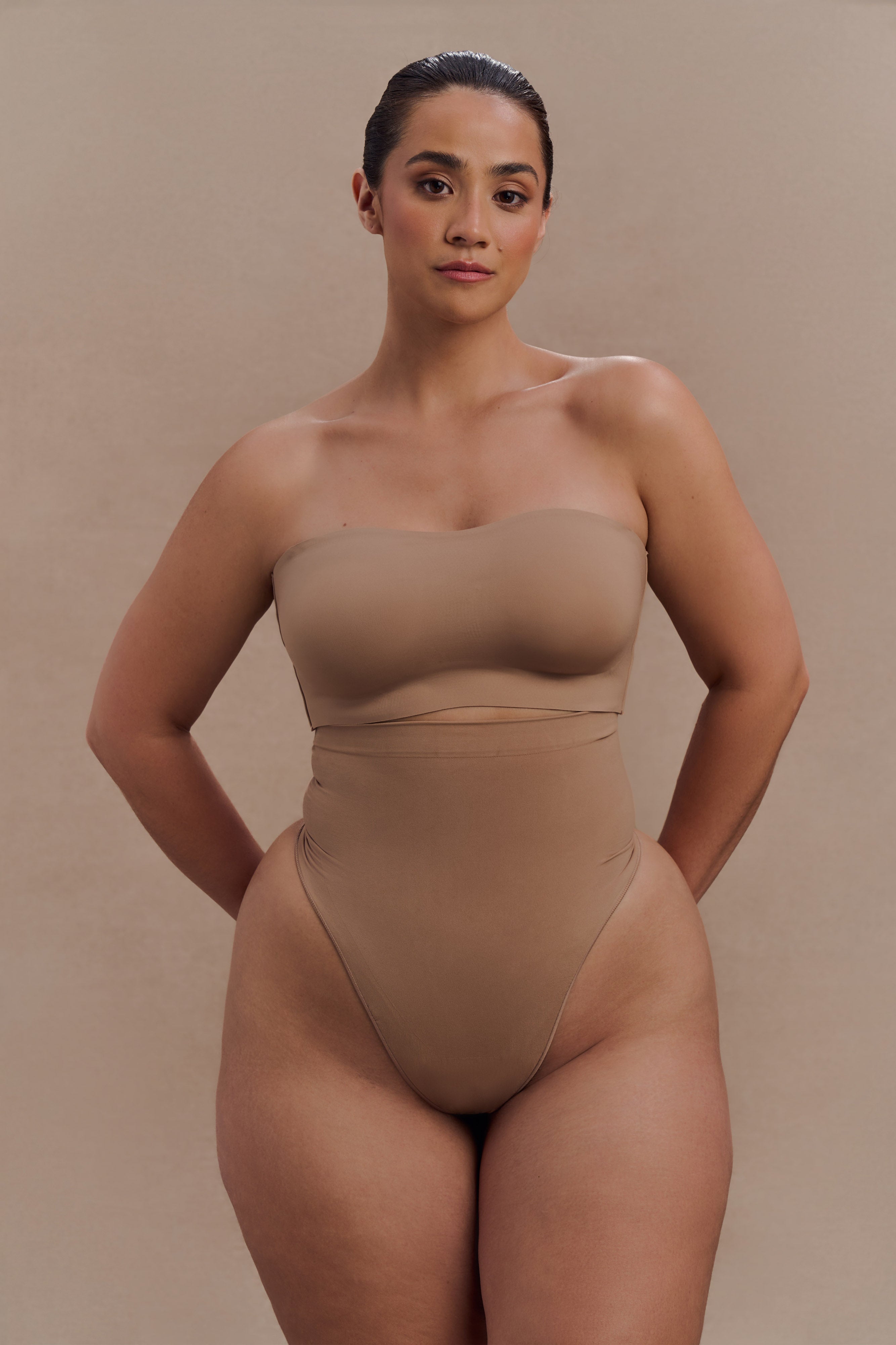 Saria High Waist Shapewear Briefs - Latte