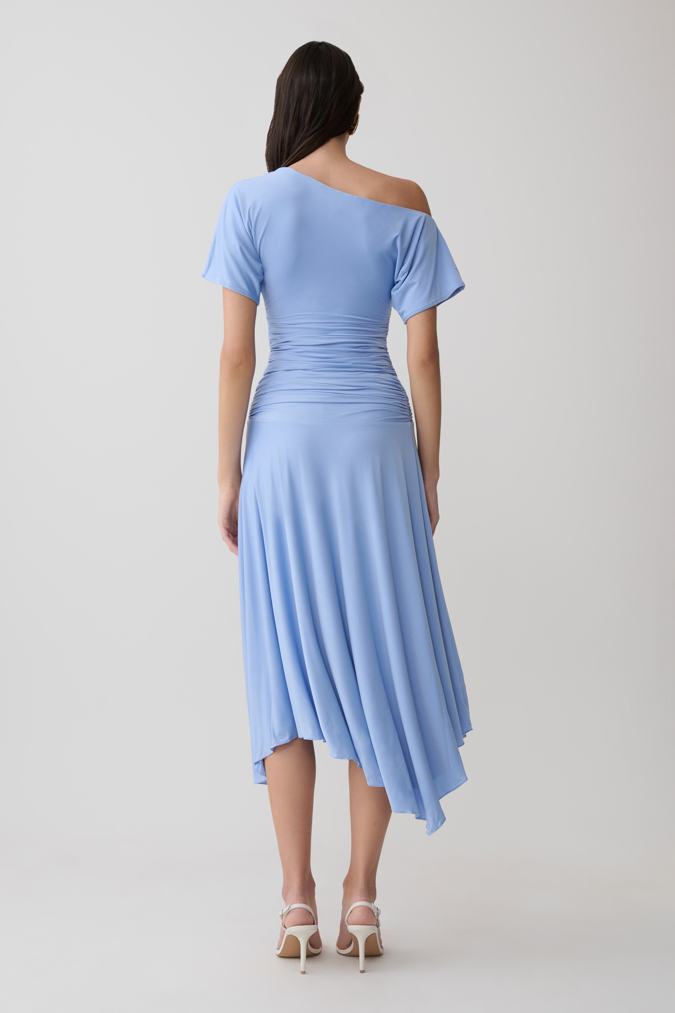 Luu Off Shoulder Slinky Top - Sea Blue