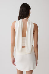 Misty Halter Backless Knit Top - Ivory