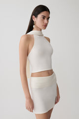 Misty Halter Backless Knit Top - Ivory