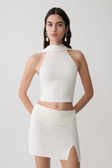 Misty Halter Backless Knit Top - Ivory