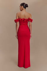 Nova Ruffle Off Shoulder Maxi Dress - Ruby