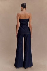 Jen Wide Leg Flare Denim Jeans - Indigo Blue