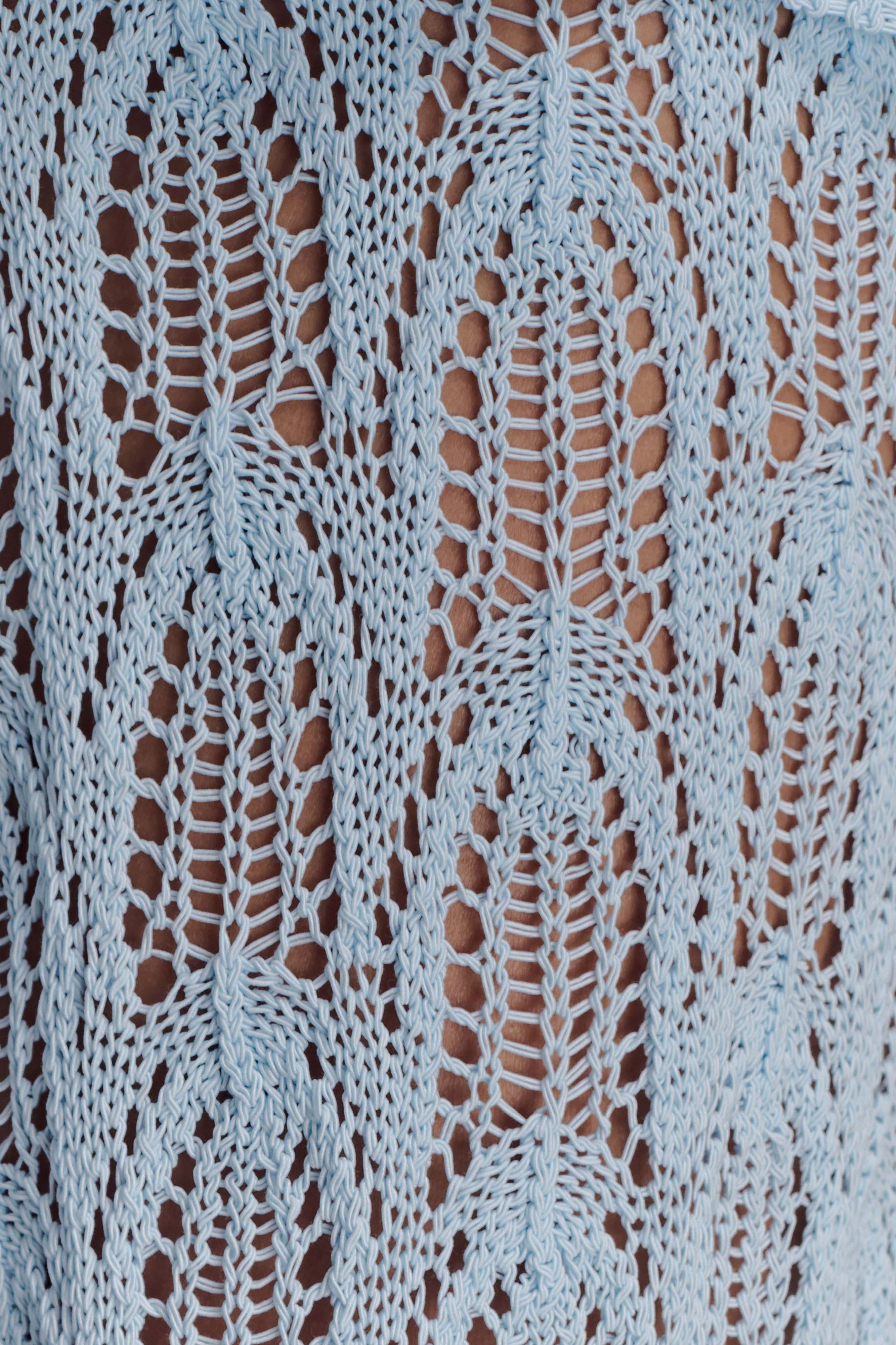 Glinda Crochet Pants - Light Blue