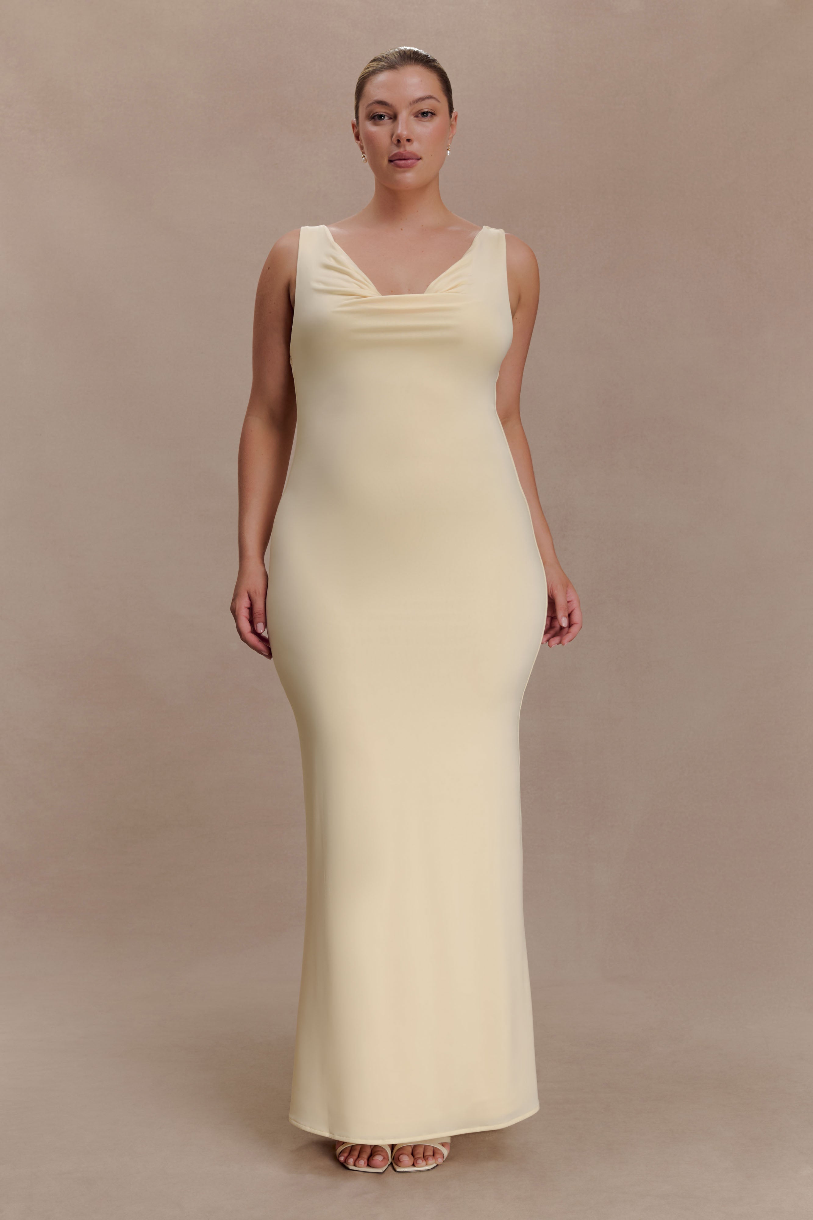 Marta Slinky Cowl Maxi Dress - Lemon