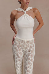 Angelika Twist Front Knit Top - Ivory