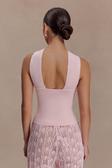 Angelika Twist Front Knit Top - Baby Pink
