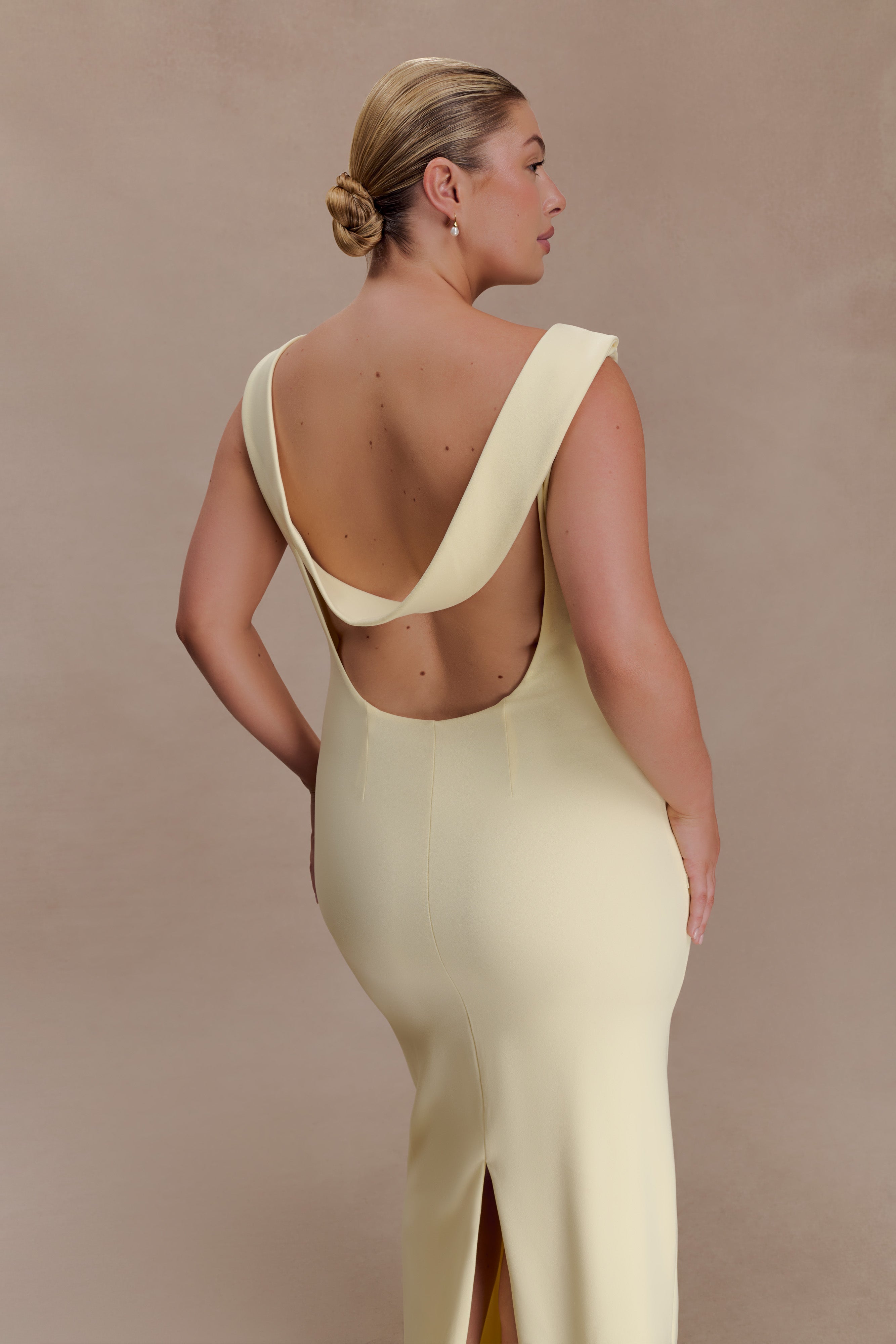 Galilea Crepe Draped Maxi Dress - Lemon