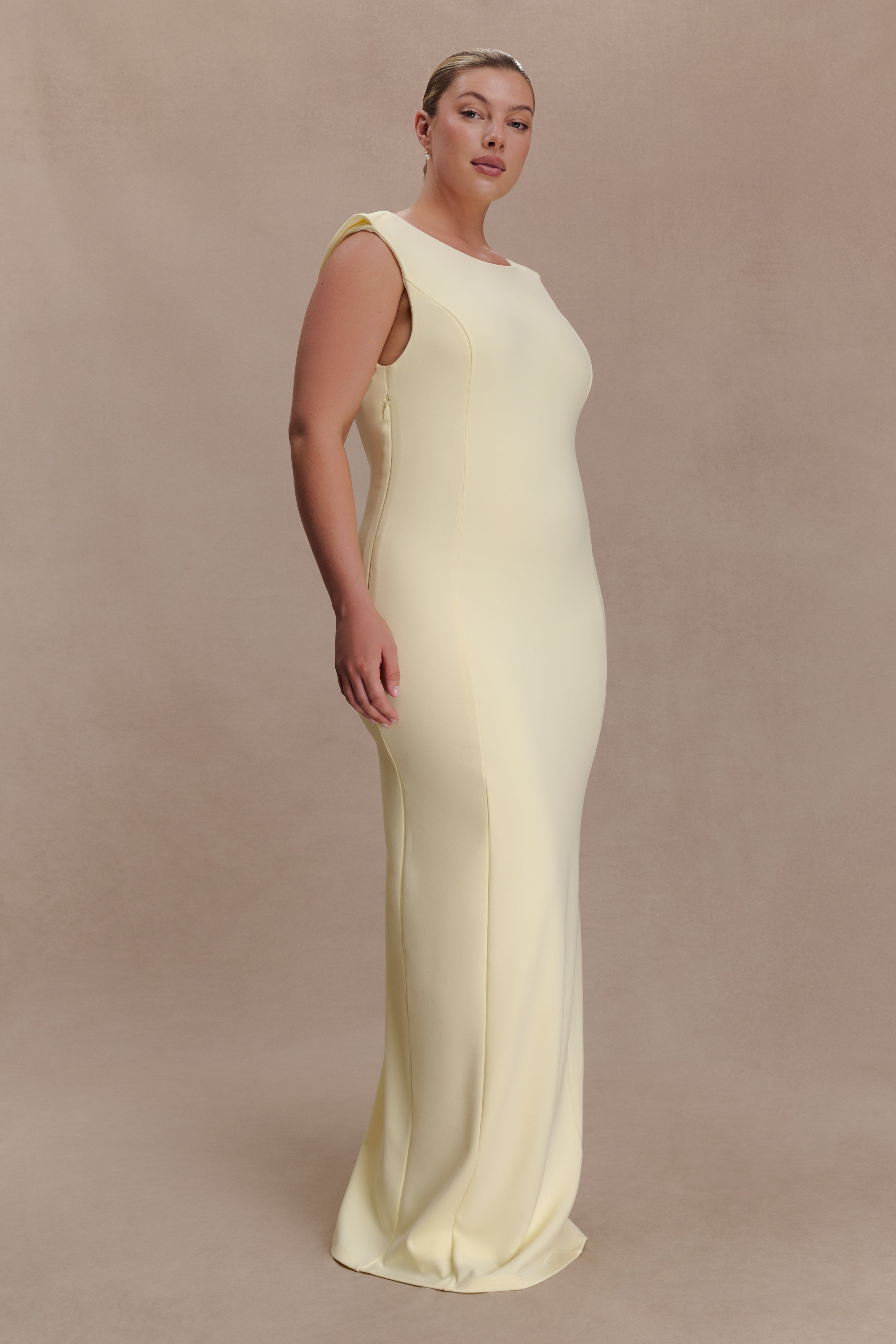 Galilea Crepe Draped Maxi Dress - Lemon