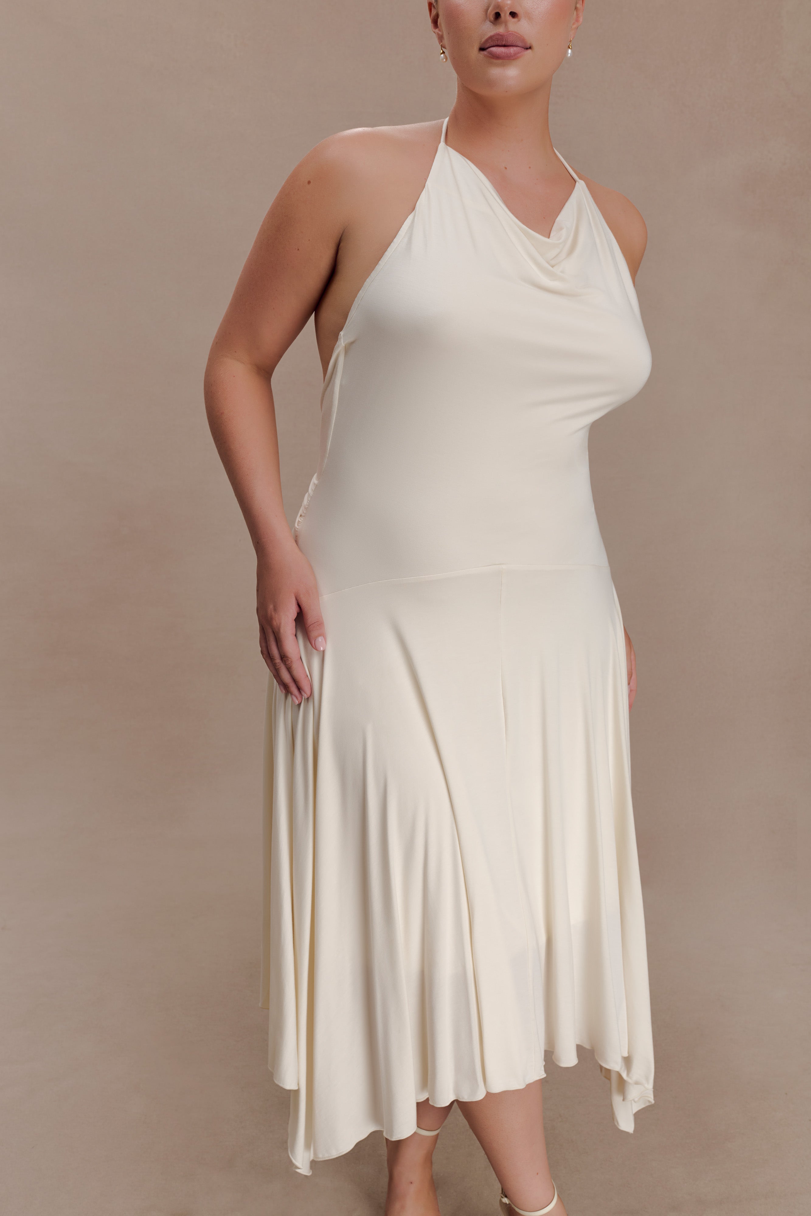 Sylvie Modal Hankie Midi Dress - Ivory