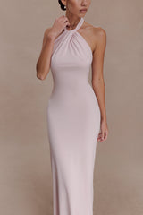 Elyna Slinky Halter Maxi Dress - Pale Pink
