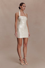 Caralee Sequin Halter Mini Dress - Ivory